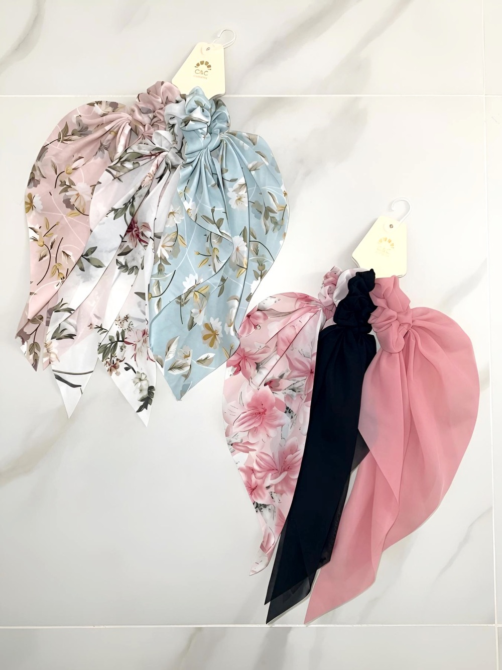 New C&C California Set Of 6 Hair Scarf Scrunchies